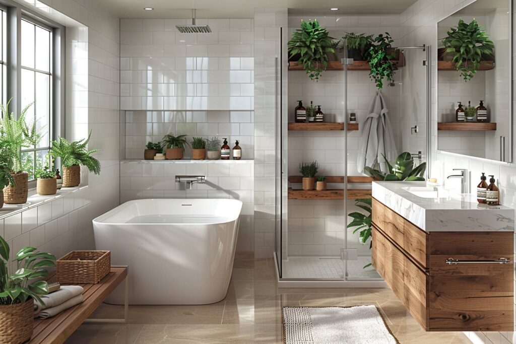 Transformez votre salle de bain avec les tendances 2024 : la combinaison du blanc et du bois