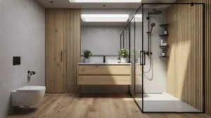 salle de bain industrielle bois