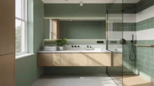 salle de bain verte bois